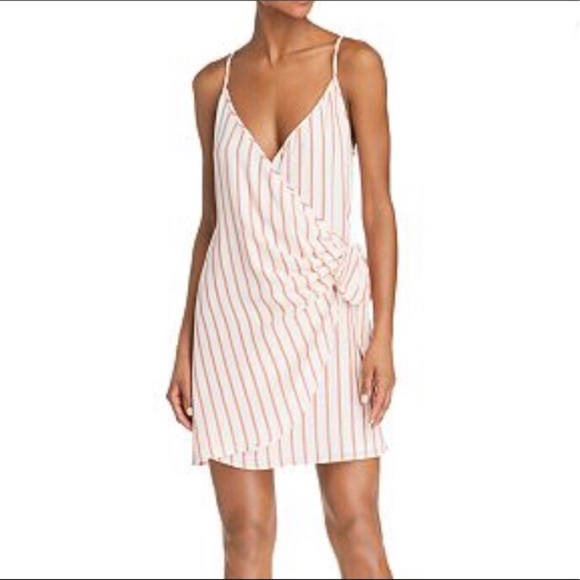 Sage the Label Coral Orange Stripe Wrap Dress - Picture 1 of 7